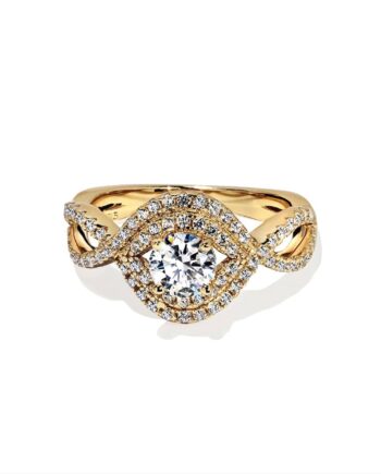 Oxford Dobbelt Halo Ring Med Sten Forgyldt