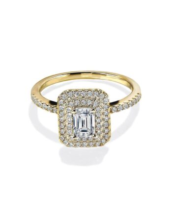 Oxford Emerald Cut Dobbelt Halo Ring