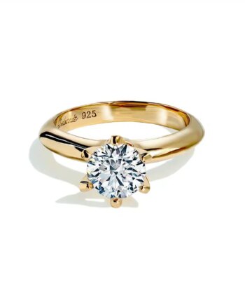 Oxford   Fatninger Solitaire Ring   Forgyldt Sterlingsølv