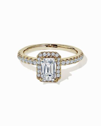 Oxford Klassisk Radiant Halo Ring Med Sten   Forgyldt Sterlingsølv