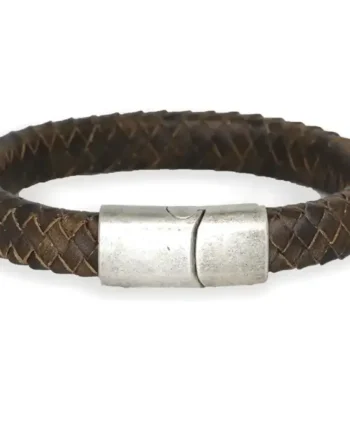 Oxy Major Brun Læderarmbånd Med Mat Stållås