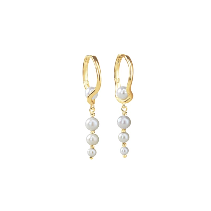 Pearl Sela Hoop Long    Golden