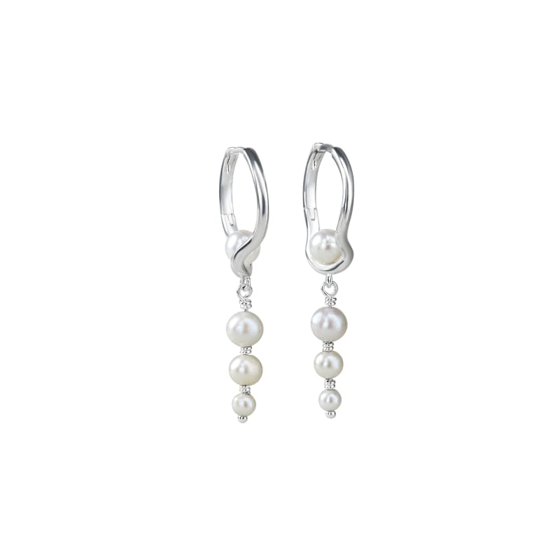 Pearl Sela Hoop Long    Silver