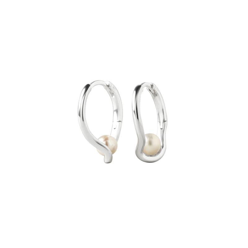 Pearl Sela Hoop   Silver