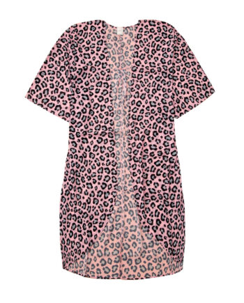 Pink Kimono  Breeze Med Leo Mønster One Size