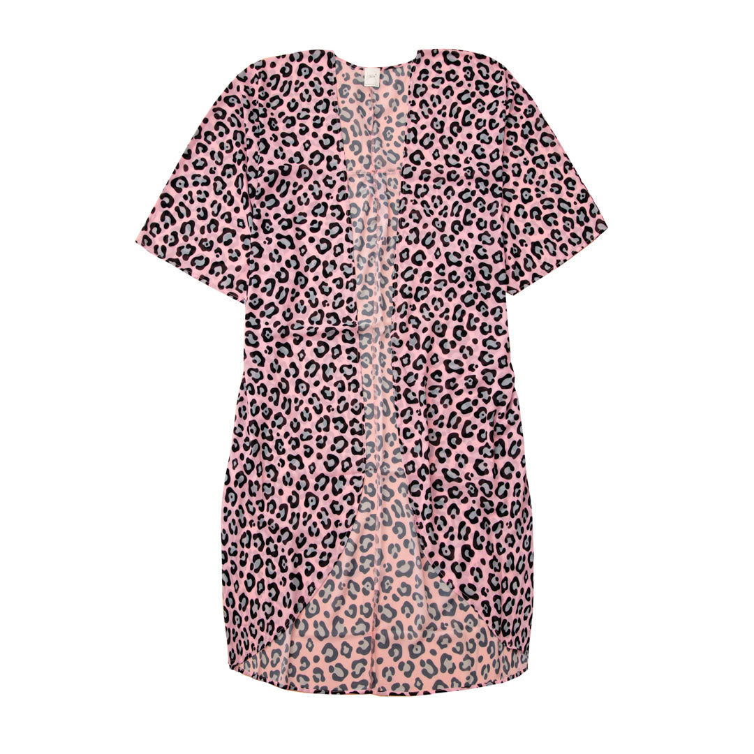 Pink Kimono Breeze Med Leo Mønster One Size