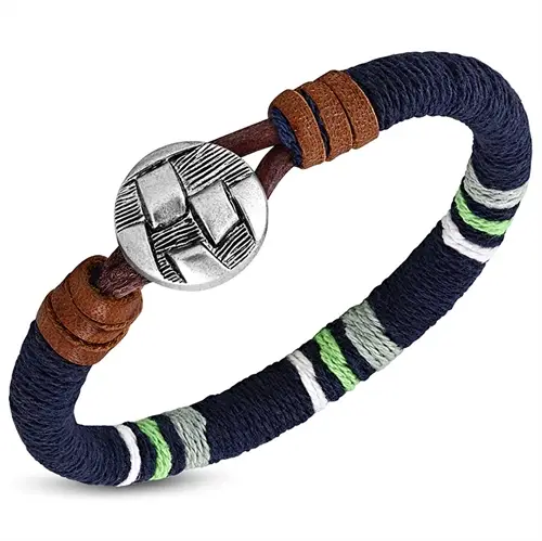 Armbånd  Blå Bomuld Og Læder