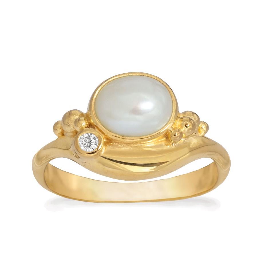 Rabinovich Forgyldt Ring Med Hvid Perle Pleasant Pearl Størrelse 51