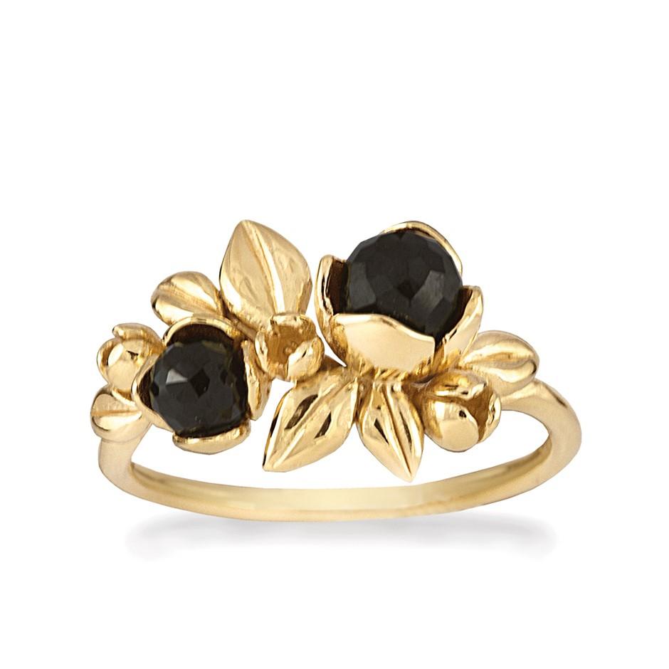Rabinovich Forgyldt Ring Med Sort Spinel Inner Secret Størrelse 51