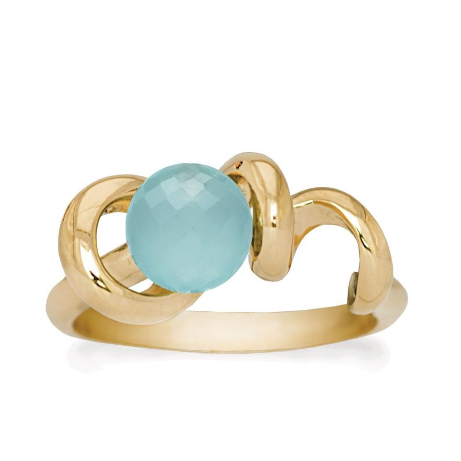 Rabinovich Forgyldt Ring Med Sten  Calcedon Soft Line Størrelse 51