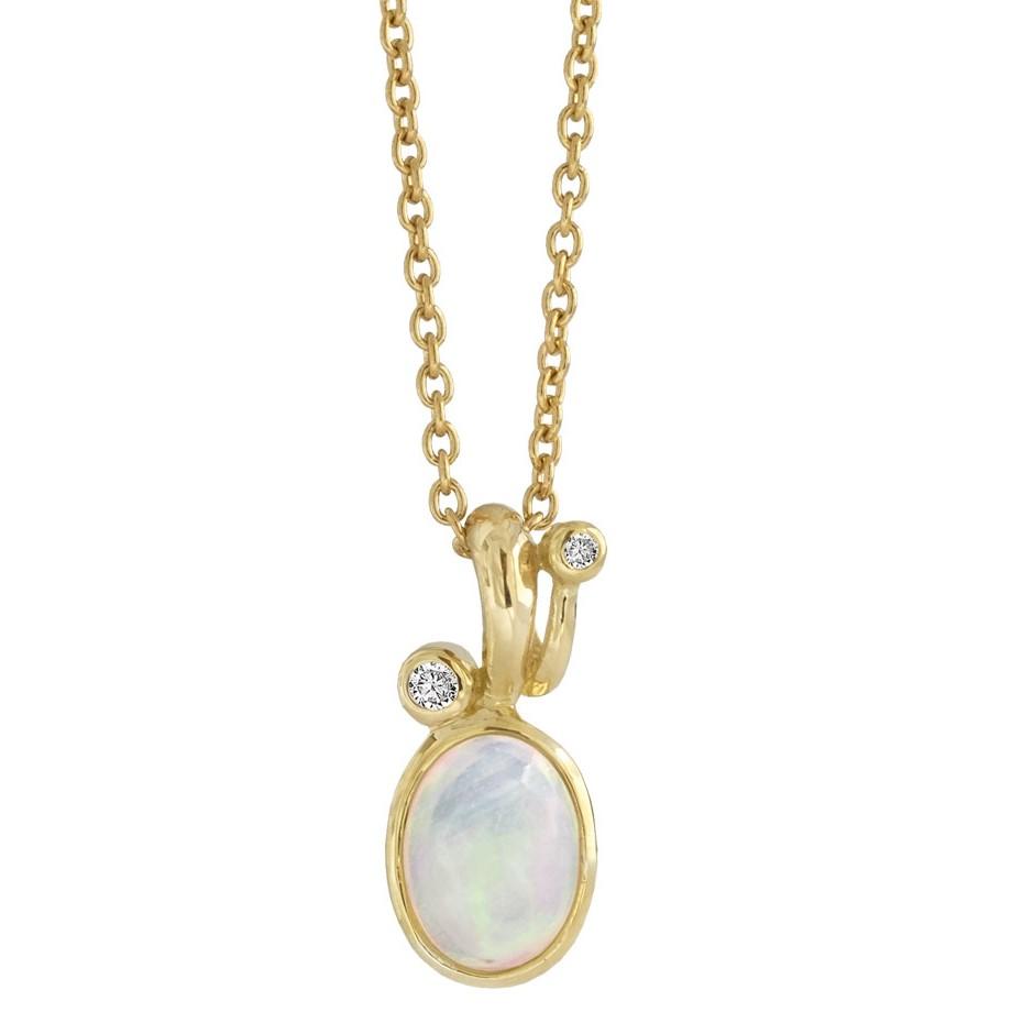 Rabinovich Guld Vedhæng  Opal Og Diamant Elegant Opal