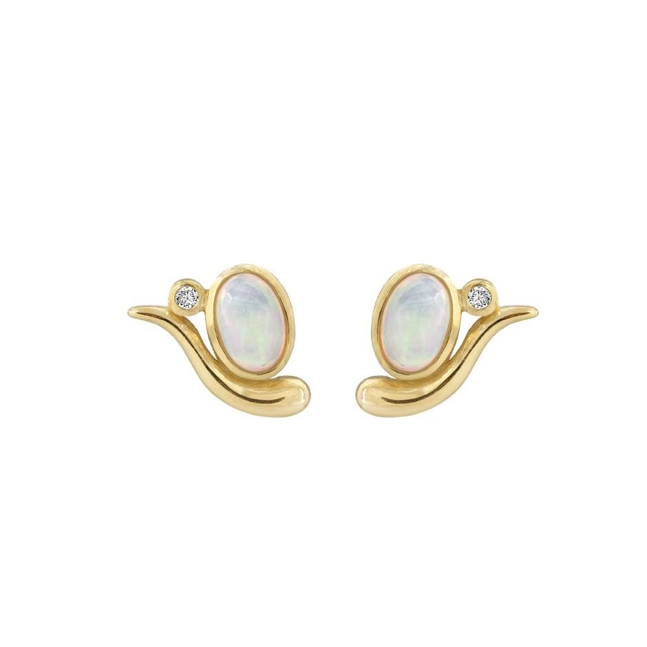 Rabinovich Guld ørestik Opal Diamant Elegant Opal