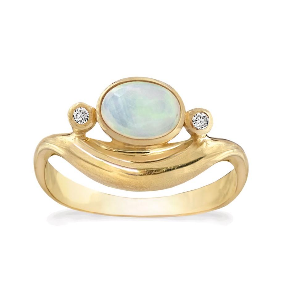 Rabinovich Guldring Opal Diamant Elegant Opal Størrelse 51