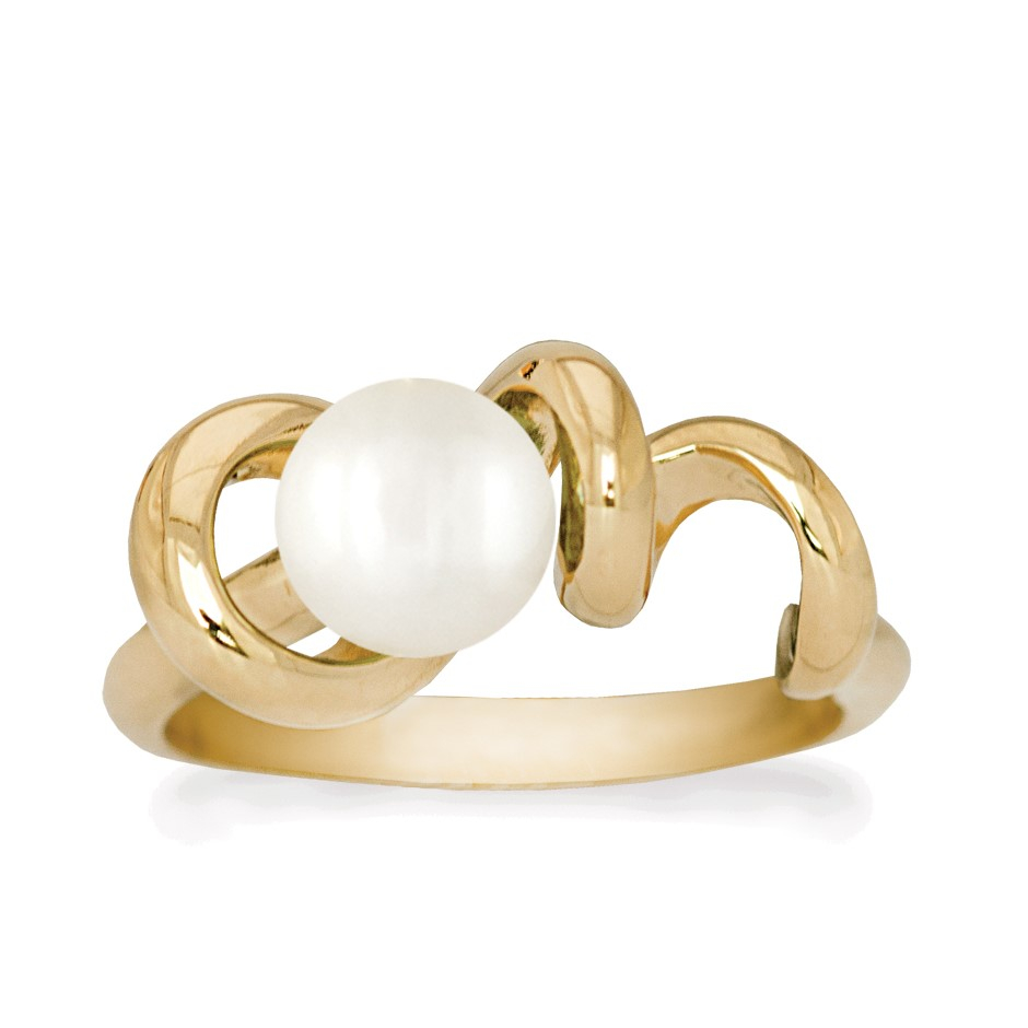 Rabinovich Ring Med Hvid Perle  Forgyldt Soft Line Størrelse 51