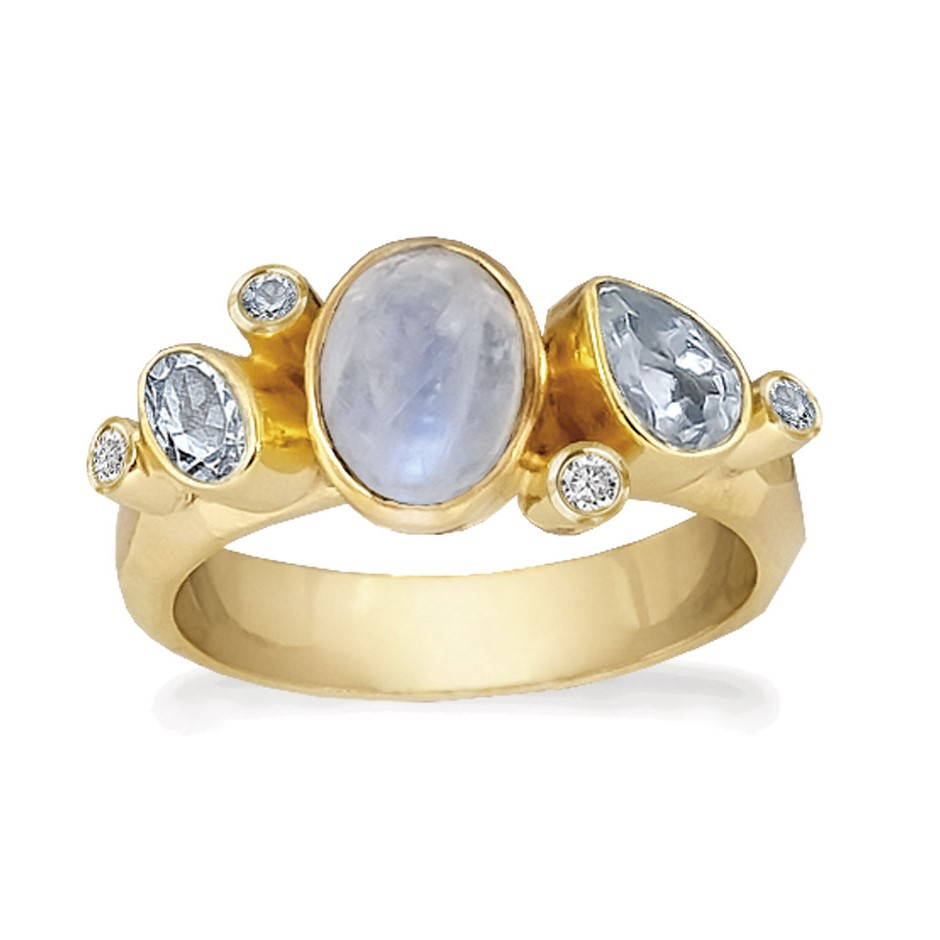 Rabinovich Ring Med Månesten  Forgyldt Blue Moon Størrelse 51