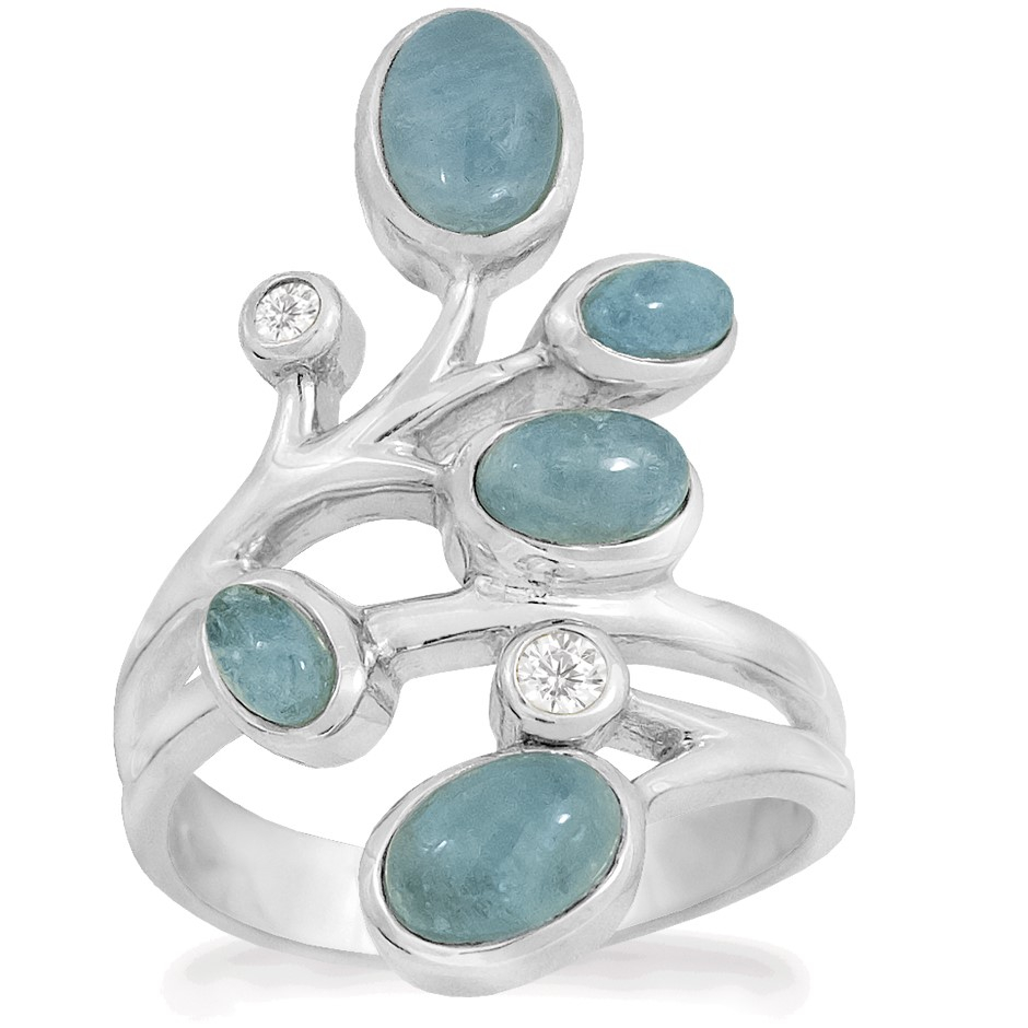 Rabinovich Sølv Ring Med Aquamarin Azure Størrelse 52