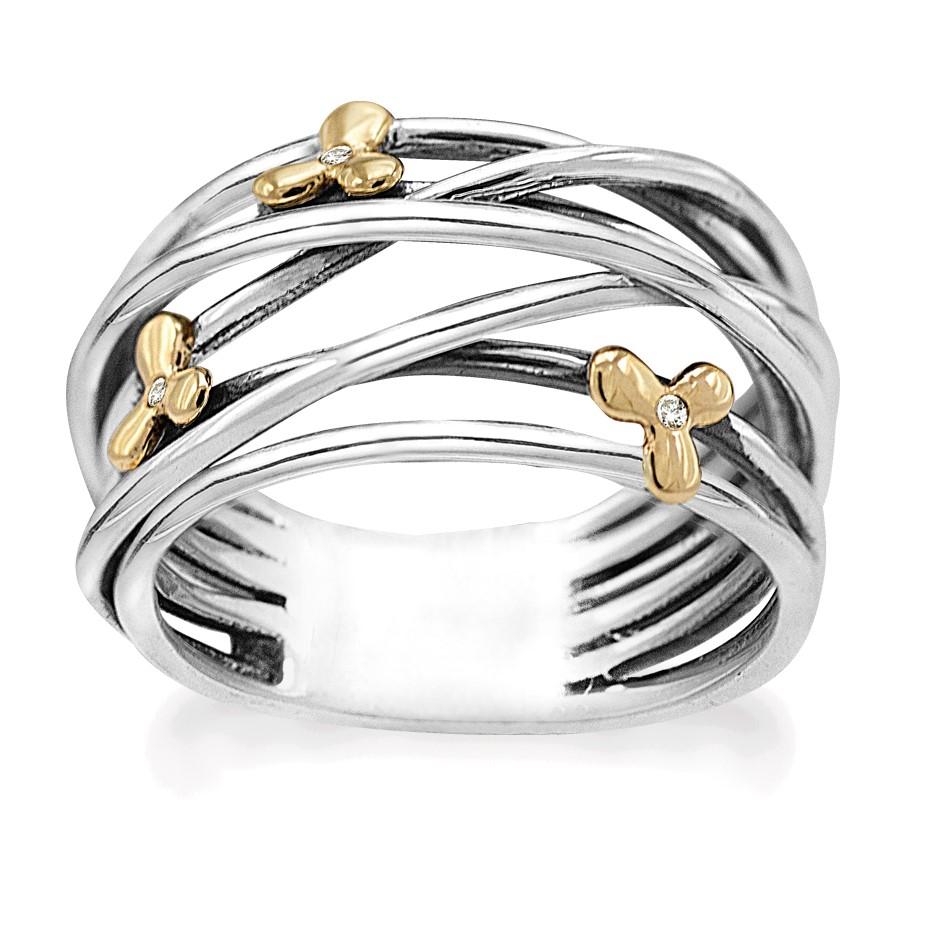 Rabinovich Sølv Ring Med Guld Blomster Golden Flower Størrelse 53