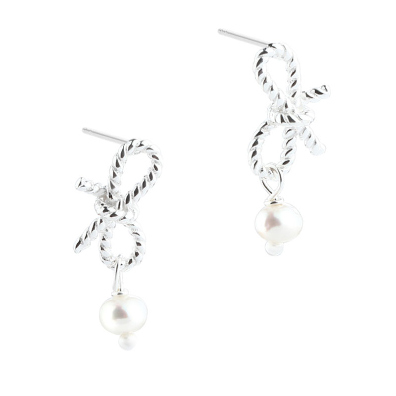 Rope Bow Pearls   Silver
