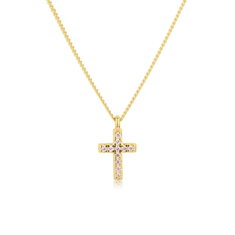 Rose Cross Necklace   Golden