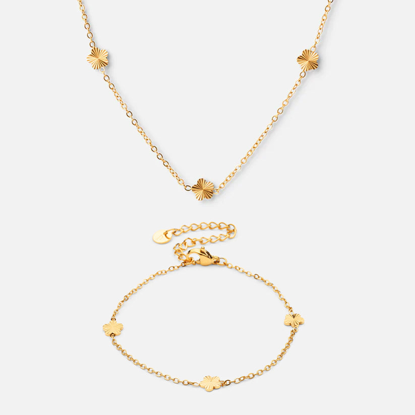 Scattered Flower Armbånd   Halskæde 18k Guldbelagt