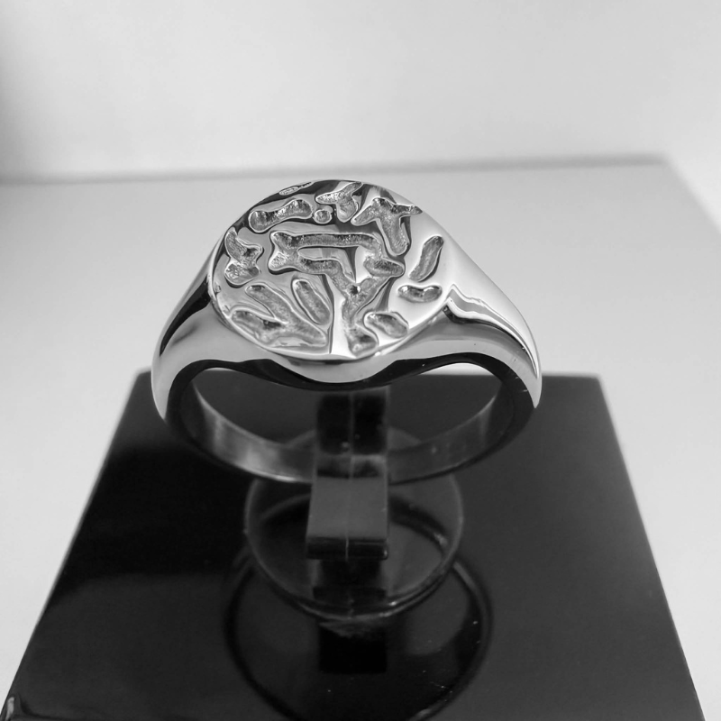 Signet Ring Med Fin Tekstur   Stål Nyhed 64