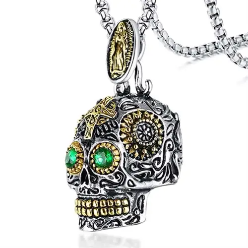 Skull Halskæde Med Sten