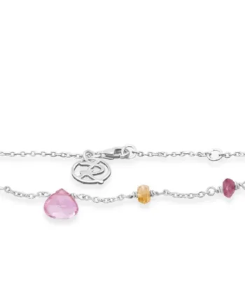 Sølv Armbånd Med Pink Turmalin  Grøn Turmalin  Pink Topas  Citrin  Hurtig Levering På Rabinovich Design Smykker