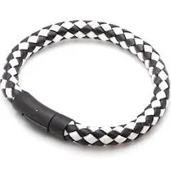 Sort Hvid Læder Armbånd