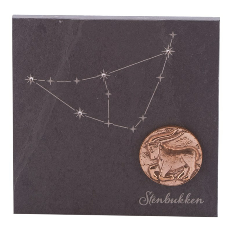 Stjernetegn 14     14   Cm Billede 399 - Kr  Skifer  Bronze  Swarovski Krystaller  Alletiders Gaveide  Stjernetegn Stenbuk 22 12-20 01
