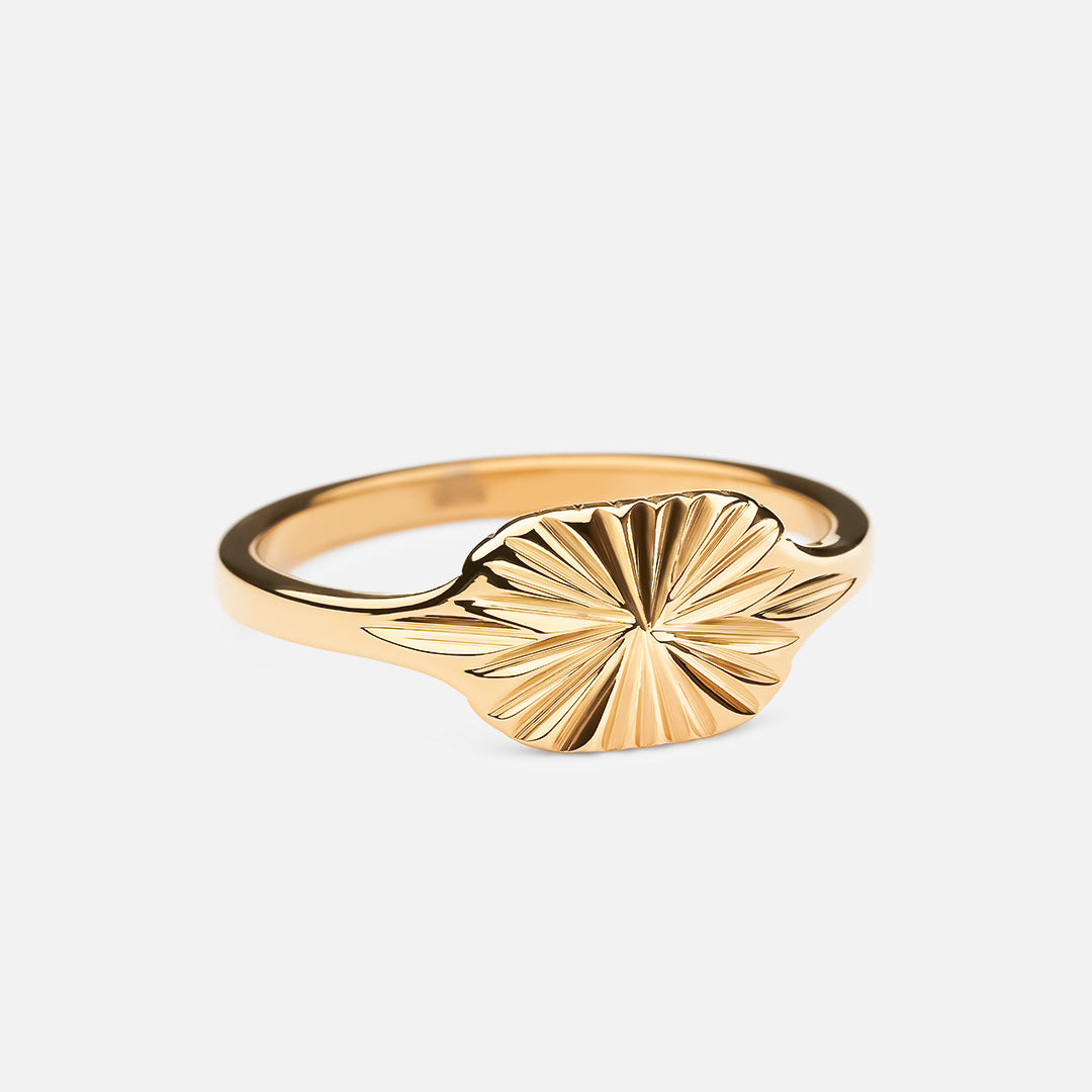 Sun Signet Oval Ring 18k Guldbelagt