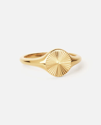 Sun Signet Rund Ring 18k Guldbelagt