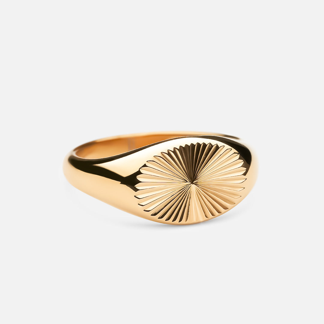 Sun Signet Wide Ring 18k Guldbelagt