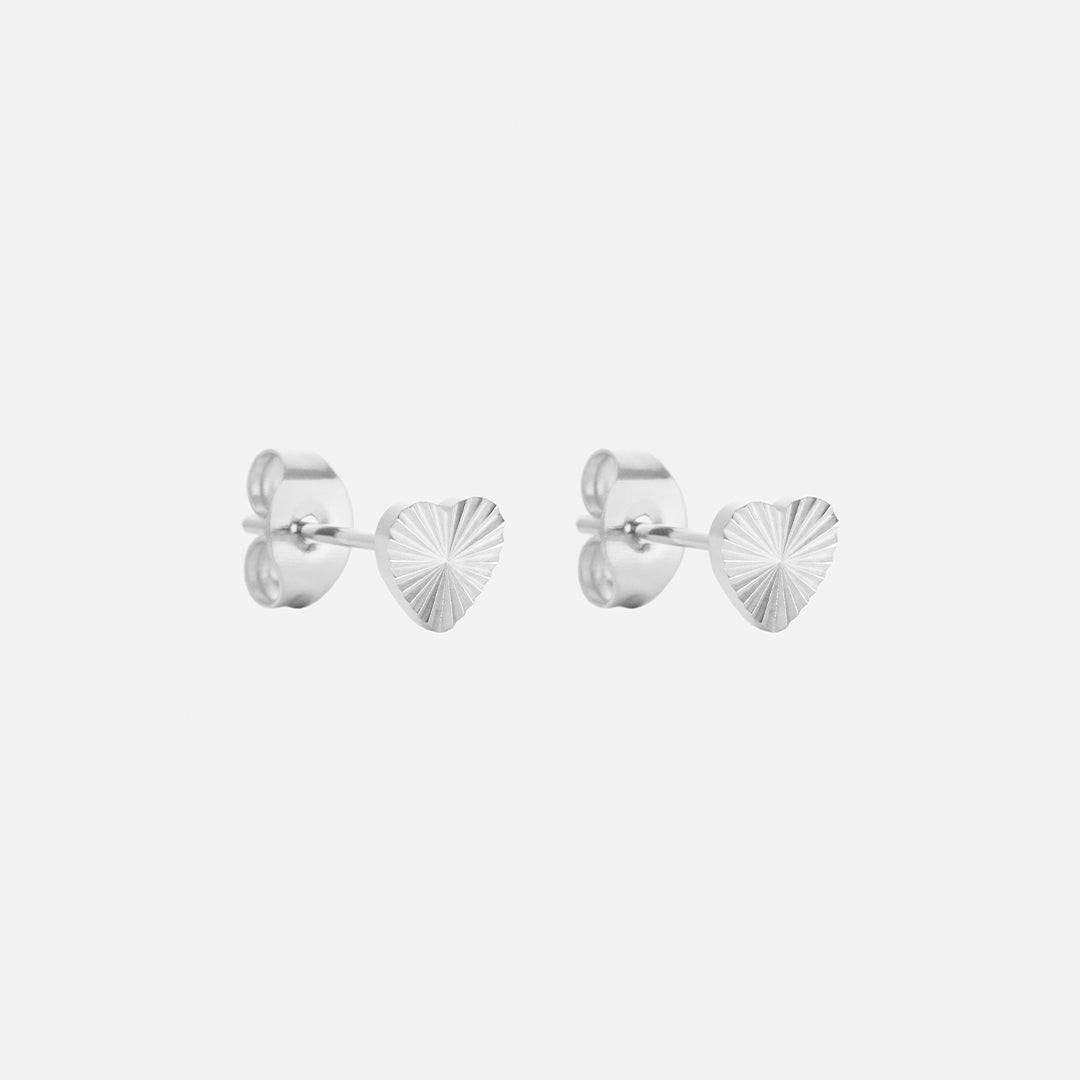 Sunset Heart Studs Sølvfarvet