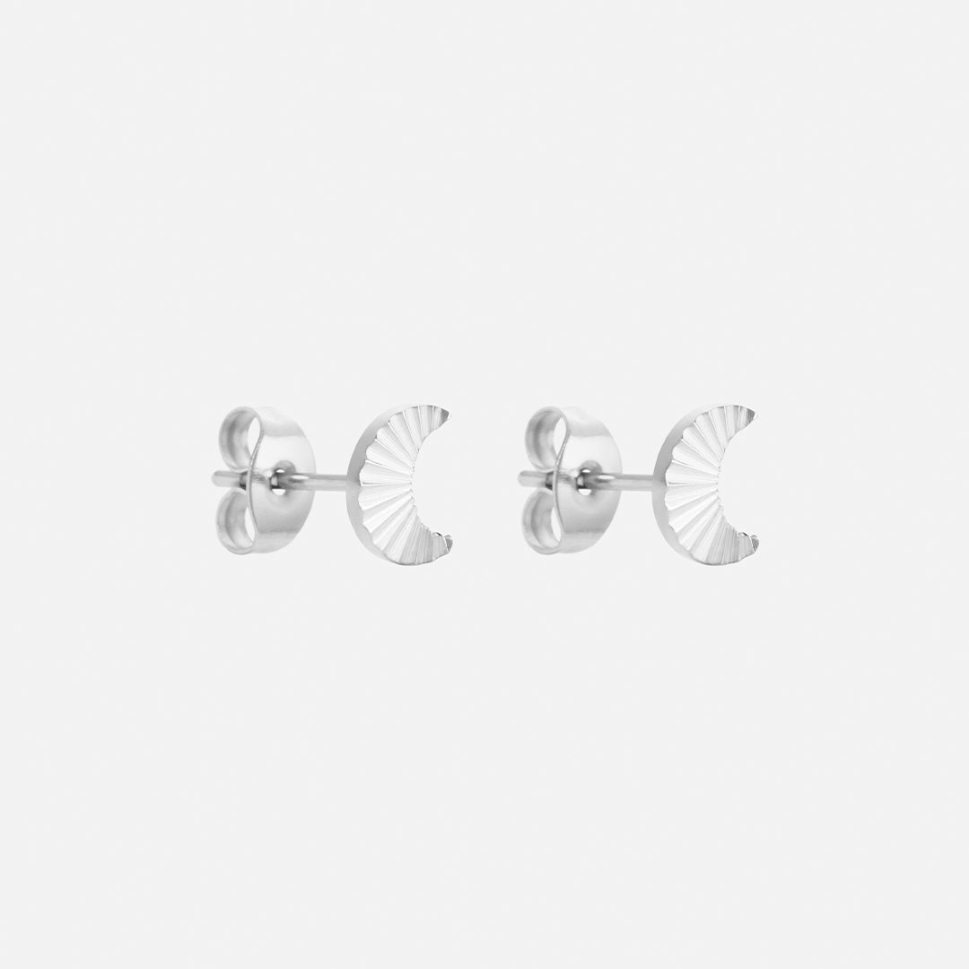 Sunset Moon Studs Sølvfarvet