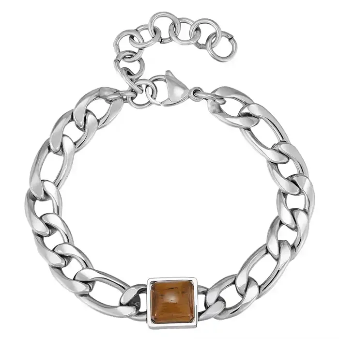 Tiger Eye Chain Bracelet   Herrearmbånd   Rustfrit Stål