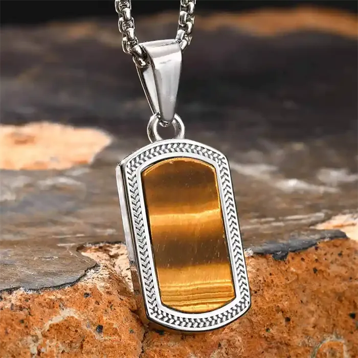 Tiger Herre Halssmykke Med Tiger Eye Sten