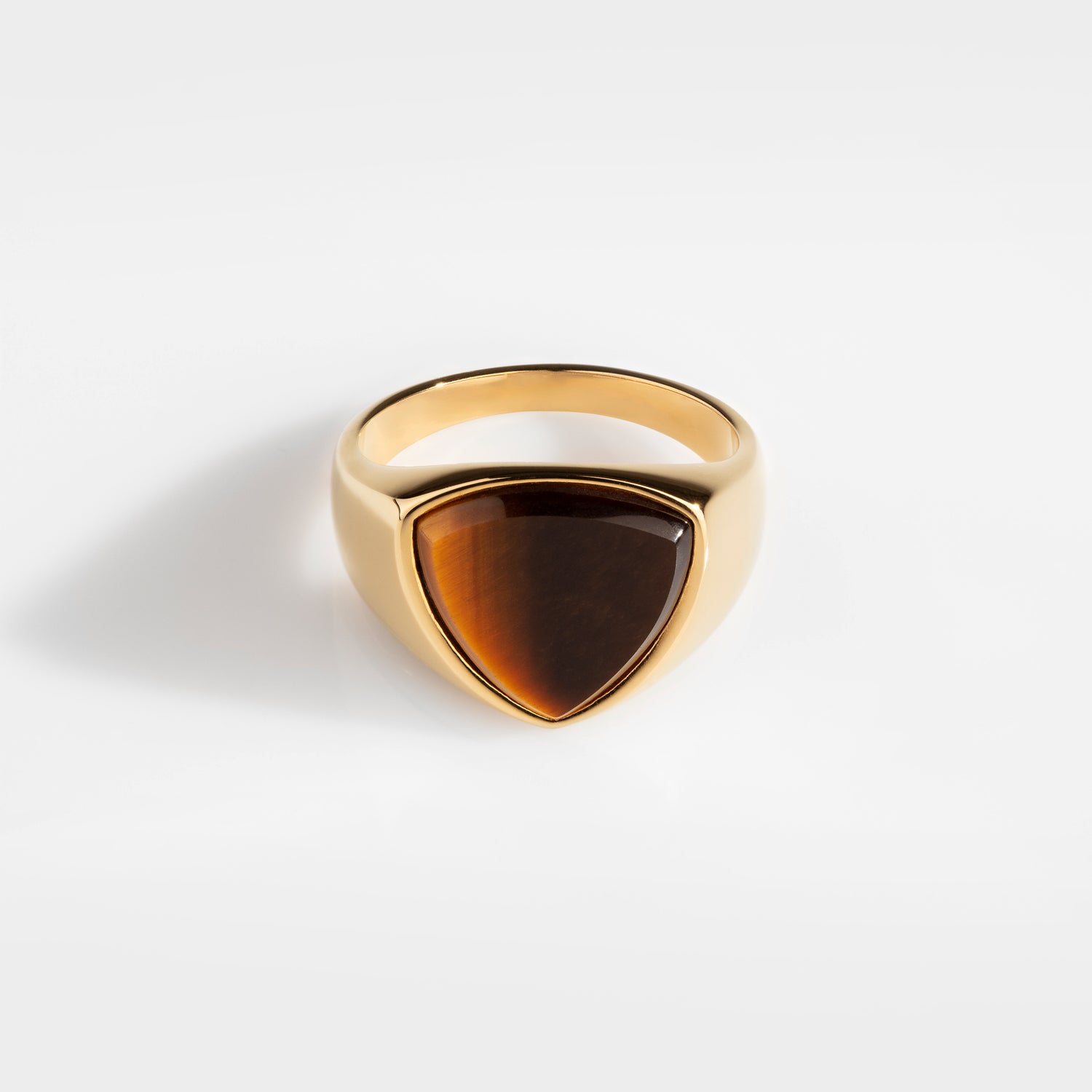 Tigereye Polygon Signet Ring  Guld  Herre Northern Legacy