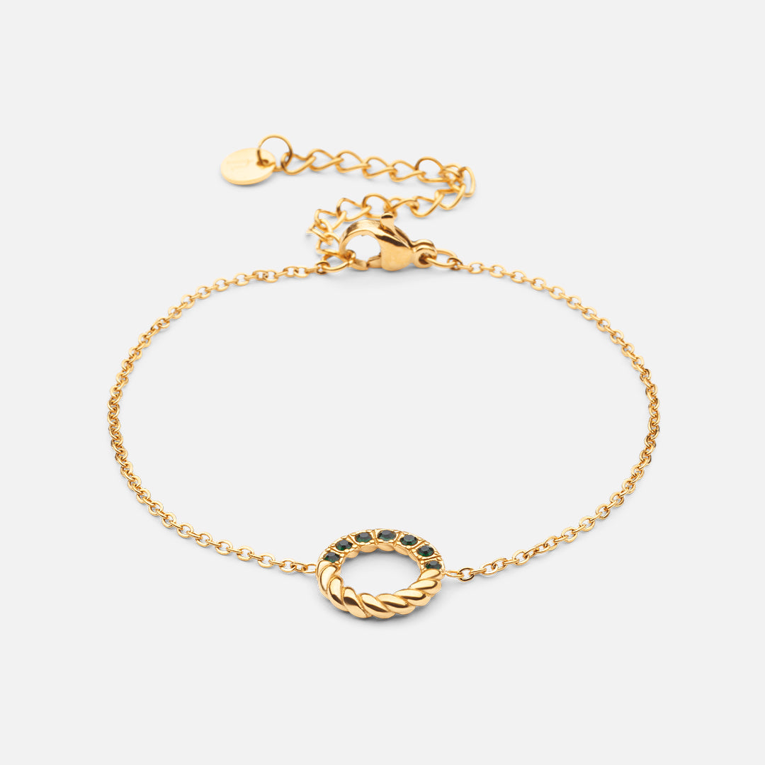 Twisted Green Zirkon Armbånd 18k Guldbelagt