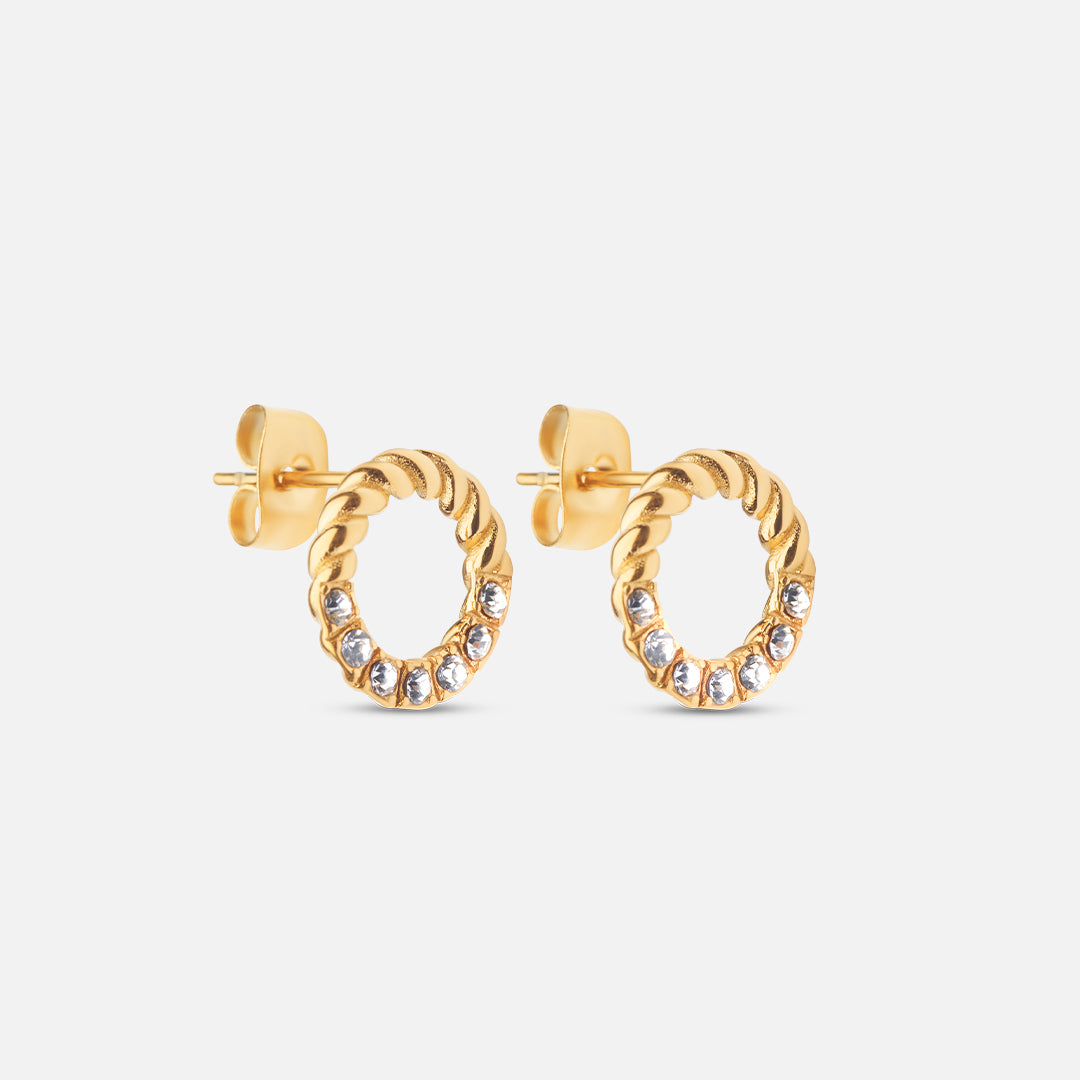 Twisted White Zirkon øreringe 18k Guldbelagt 12mm