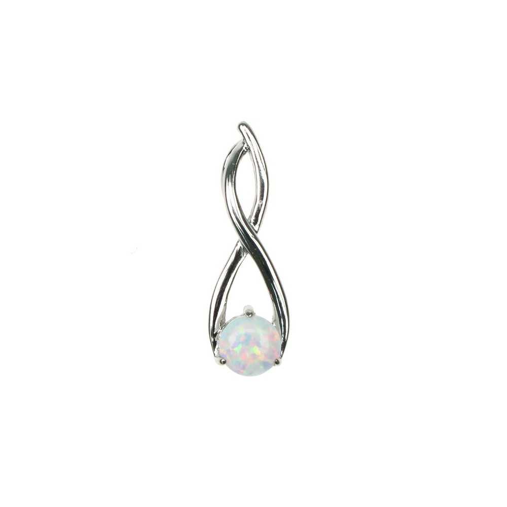 Twister Sølv Smykke Halskæde Vedhæng Med Hvid Sne Opal Sten 925 Sterling Sølv Rhodium Belægning