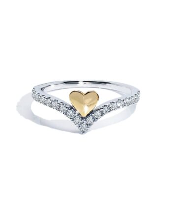 -hjerte Alliancering Med Diamanter   Guld Og Hvidguld