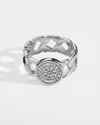 Vegvisir Chain Signature Sølvtonet Ring Str    Herre Northern Legacy