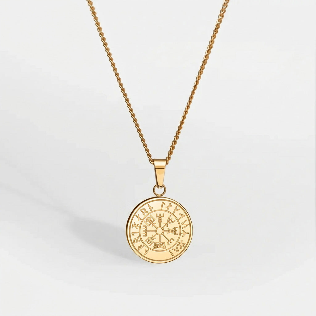 Vegvisir Halskæde Guldbelagt 60 Cm Herre Northern Legacy