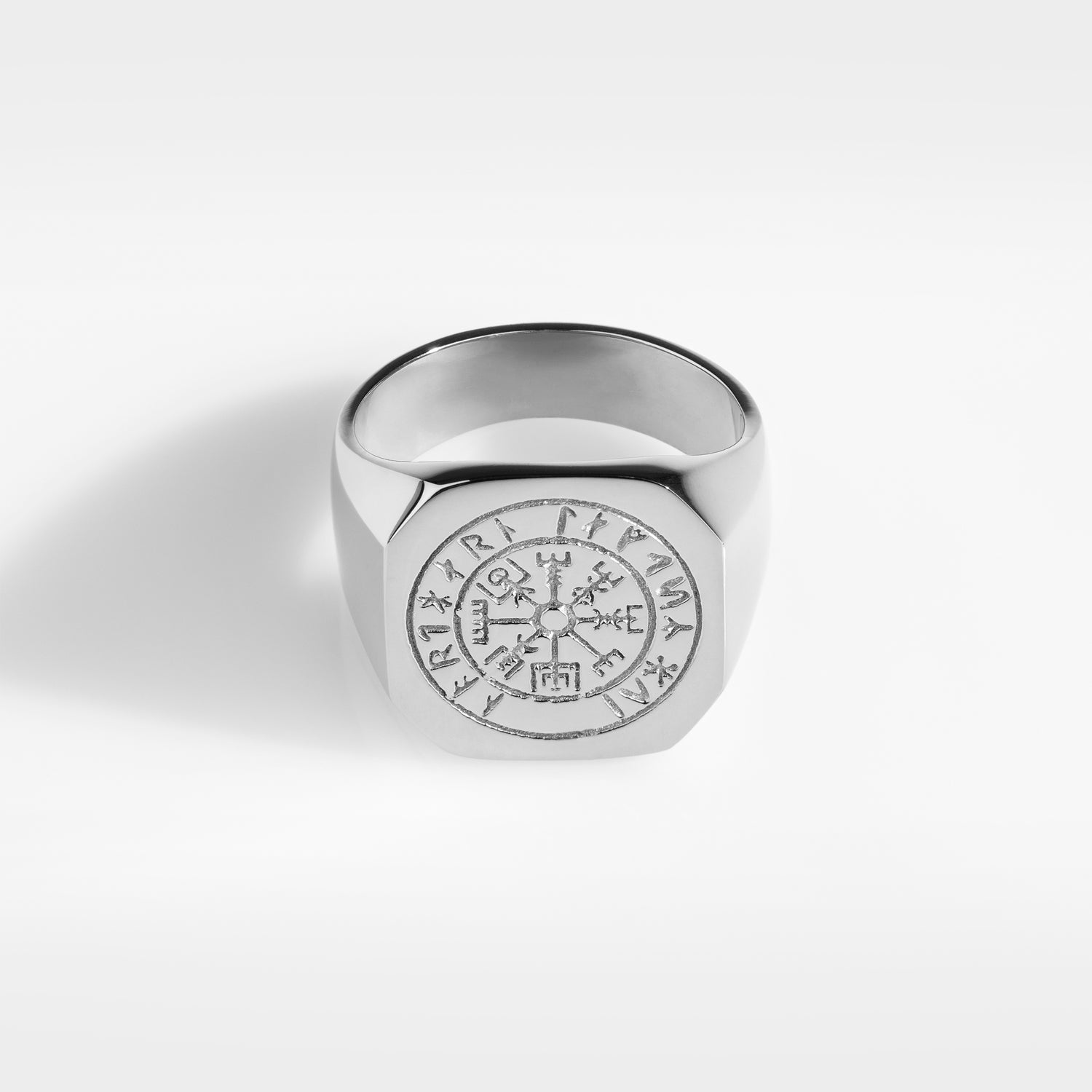 Vegvisir Oversize Signature Sølvtonet Ring Str    Herre Northern Legacy