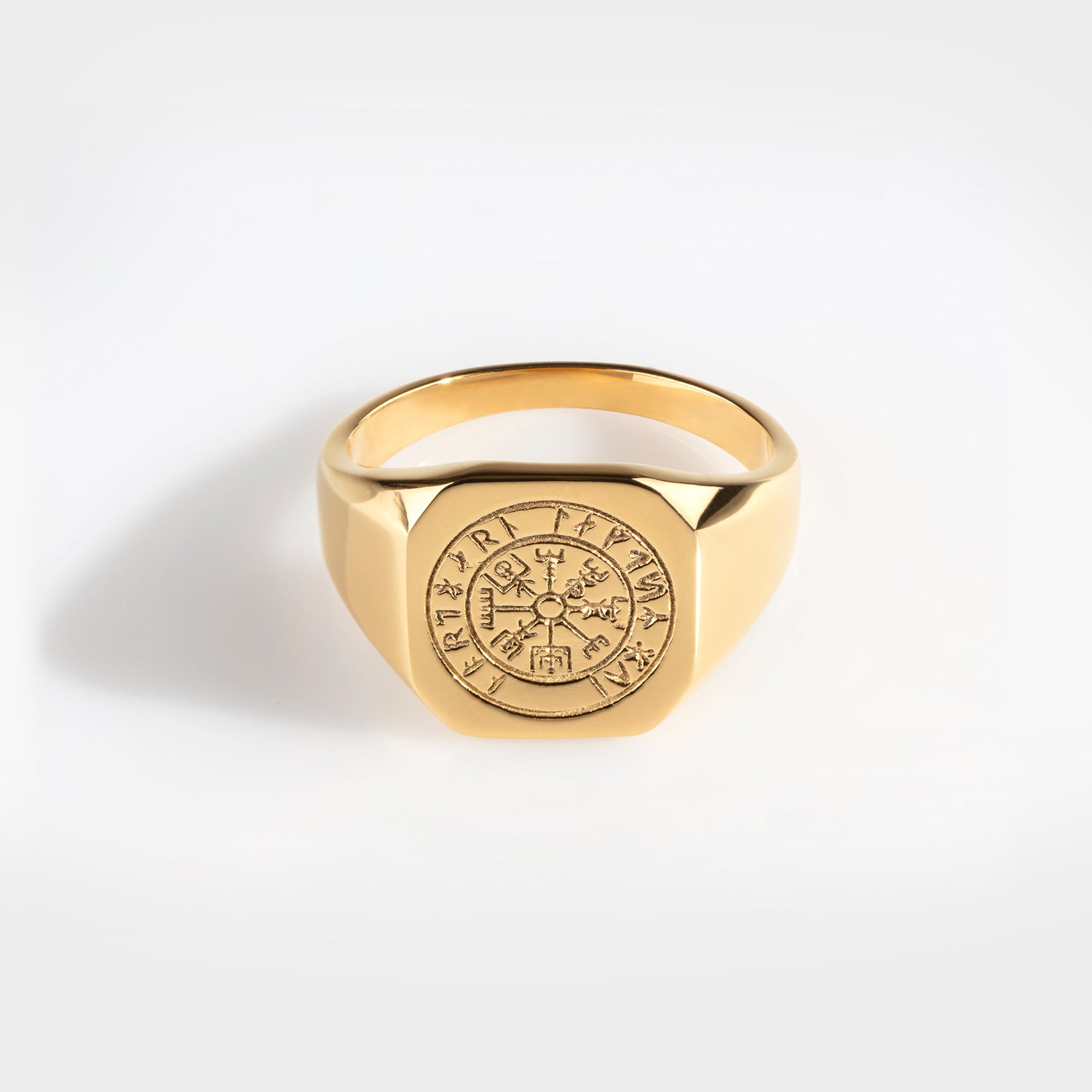 Vegvisir Signature Guldtonet Ring Str    Herre Northern Legacy