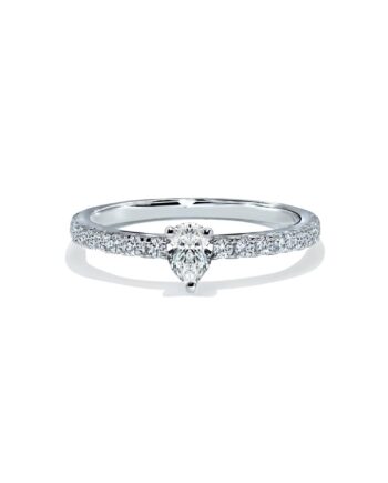Oxford Silver Pear Solitaire Ring Med Sten