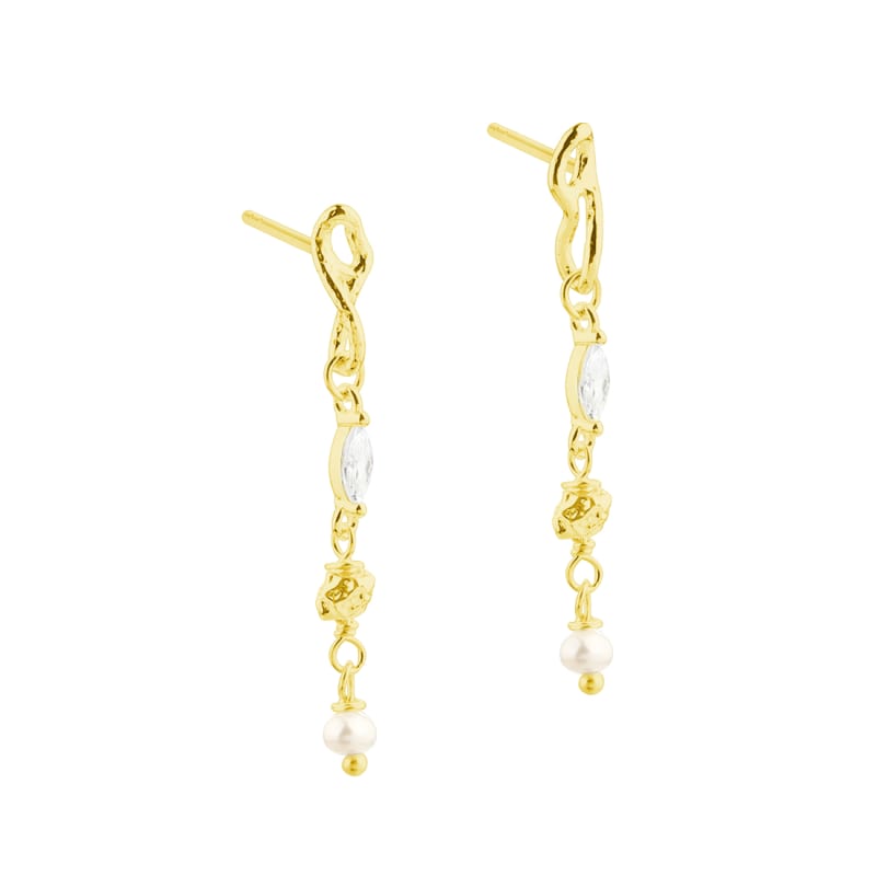 White Garden Earstud   Golden