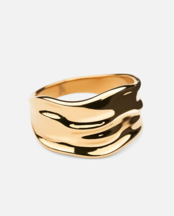 Wide Hammered Band Ring 18k Guldbelagt