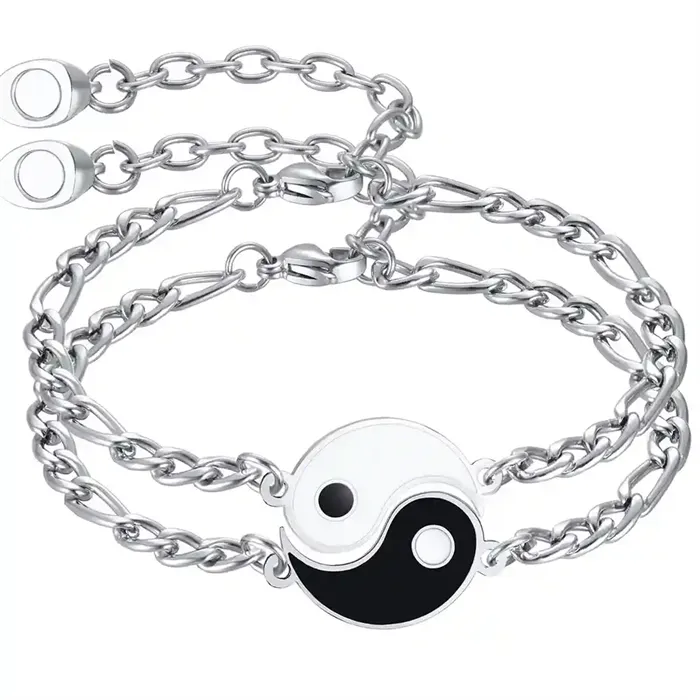 Yin And Yang Pararmbånd   Rustfri Stål