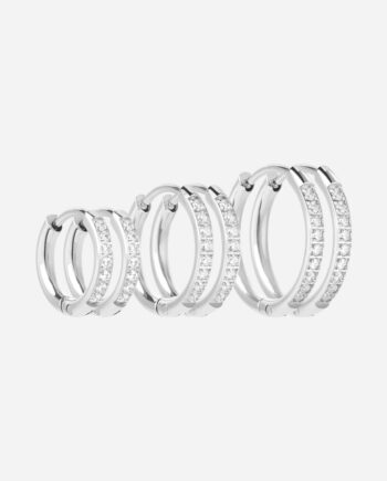 Zirkon Hoops øreringe Sølvfarvet 12 14 16mm